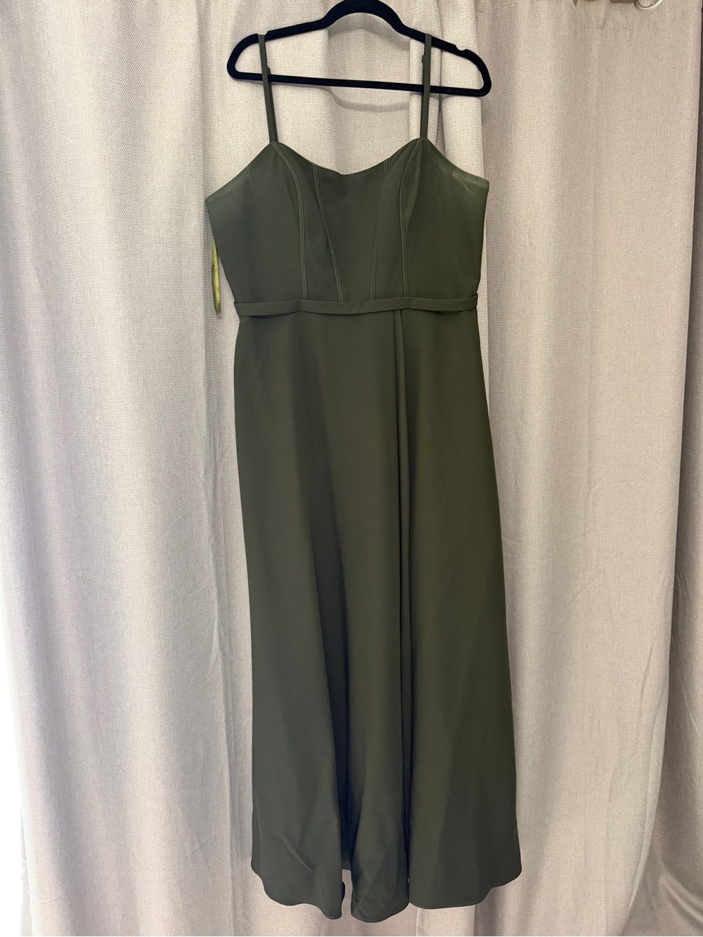 Revelry Olive Green Midi Spaghetti Strap Dress
